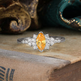 Marquise Cut Vintage Citrine Engagement Ring Wedding Ring
